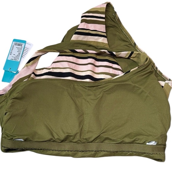 Seafolly Sun Stripe Green One Shoulder One-Piece Swimsuit - Picture 14 of 16